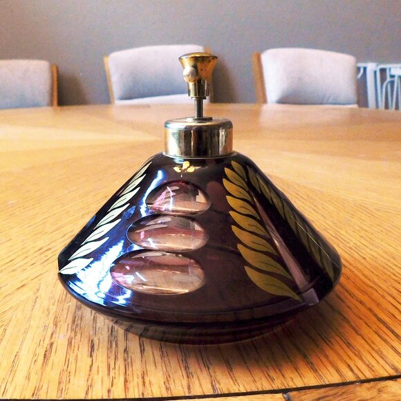 Dark Red Cut to Clear Perfume Pump with Gold Accents # 6884 - Picture 1 of 4